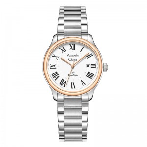 Alexandre Christie AC 1042 Silver Rosegold White Steel Lady LDFTRSL